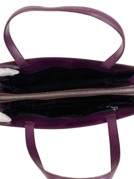 Prada Shoulder Bag Tote Purple Vitello Leather - Picture 9 of 13